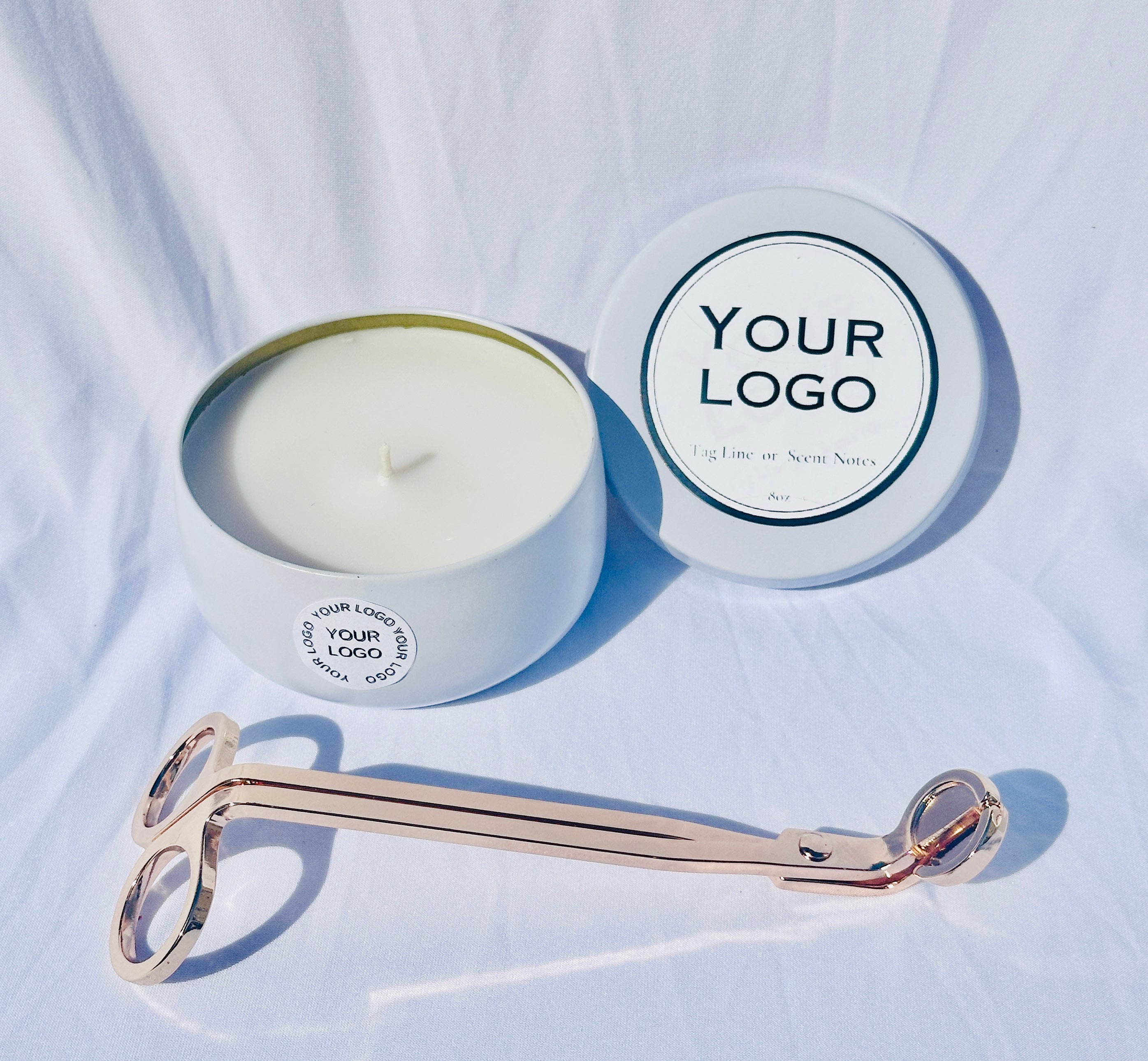 8oz Luxury Curved Tin Candle (Unlabeled or Custom Labeled) - Sample