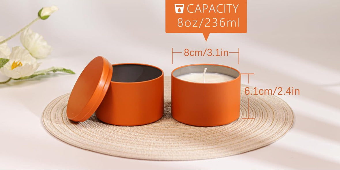 8oz Luxury Straight-Sided Tin Candle (Unlabeled or Custom Labeled) - Sample