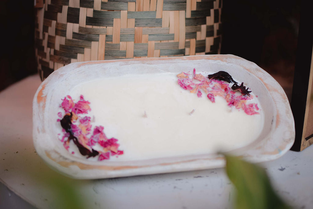 Rose Vanilla Scented Dough Bowl Candle