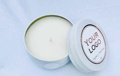 8oz Luxury Curved Tin Candle (Unlabeled or Custom Labeled)