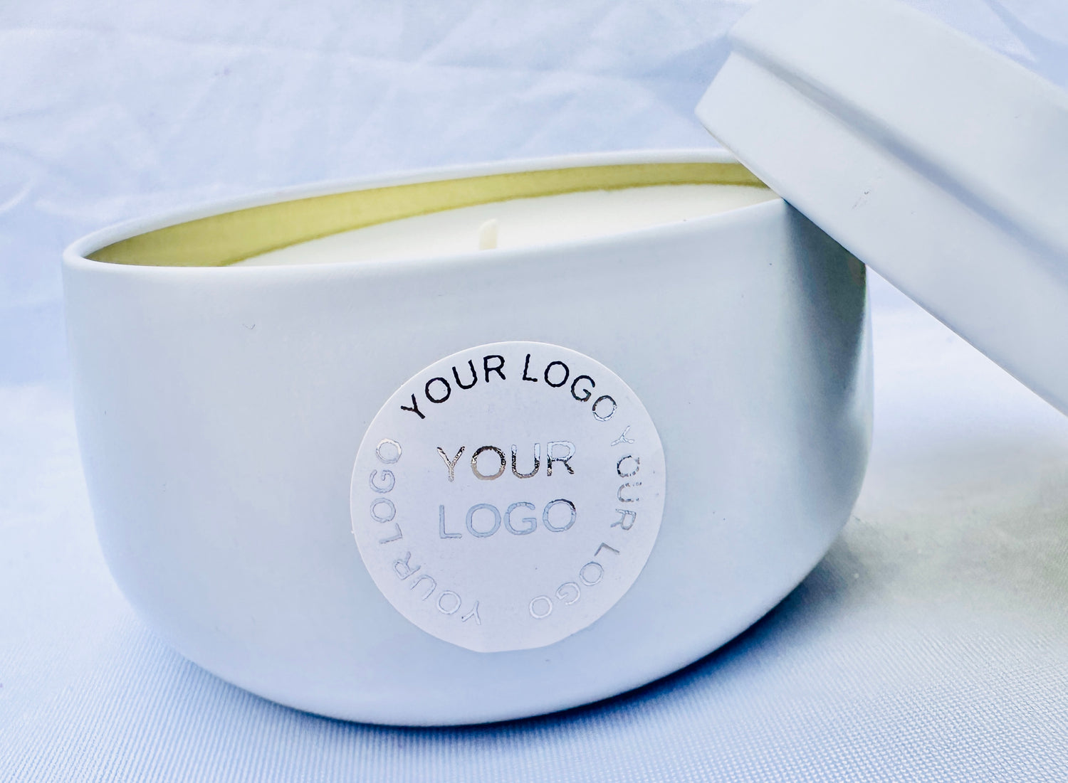 8oz Luxury Curved Tin Candle (Unlabeled or Custom Labeled)