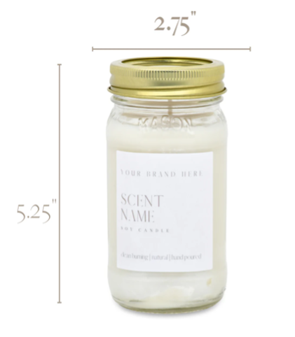 16oz Clear Jar Candle (Unlabeled or Custom Labeled)