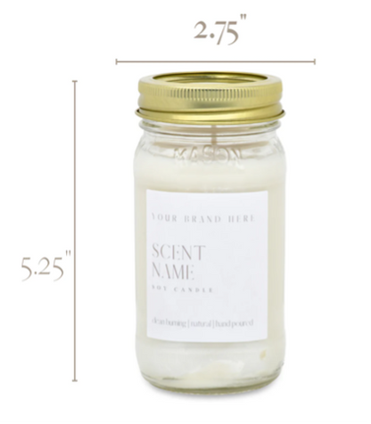 16oz Clear Jar Candle (Unlabeled or Custom Labeled)